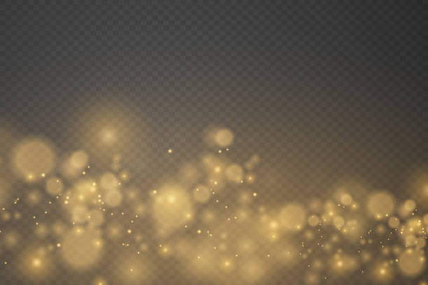 Sparkling golden magic dust particles and bokeh. Sparkling golden magic dust particles and bokeh. Christmas light effect on transparent background. multi layered effect stock illustrations
