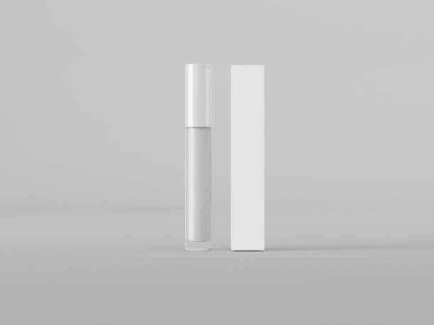 white tall tube cosmetic packaging with box mockup