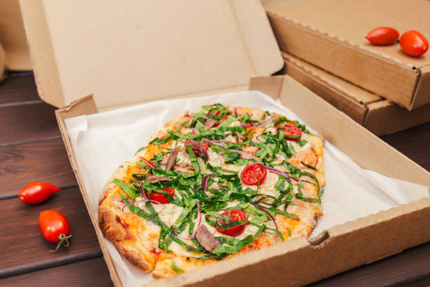 istock Napoli Veggie Pizza with Anchovy in Box 2171496734