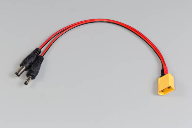 istock Power cable-adapter with flat and two coaxial connectors 2171497764
