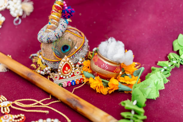 istock hindu god krishna holy peacock feather and flute indoor shot from different angle 2171500969