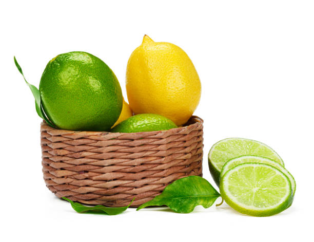 istock Lemon and lime together isolated on white background 2171505553