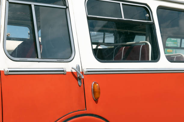 istock Red Ikarus bus, close-up. Old bus 2171505879