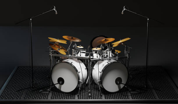 istock Drum kit with drums and cymbals. Isolated on white background Professional Rock Black Drum Kit on a white background 3d Rendering 2171506759