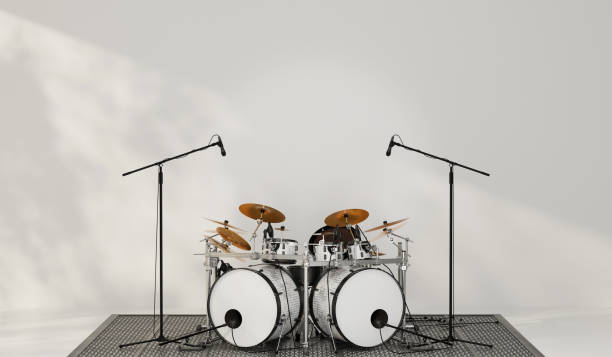 istock Drum kit with drums and cymbals. Isolated on white background Professional Rock Black Drum Kit on a white background 3d Rendering 2171506767