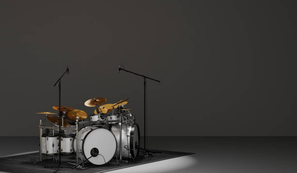 istock Drum kit with drums and cymbals. Isolated on white background Professional Rock Black Drum Kit on a white background 3d Rendering 2171506768