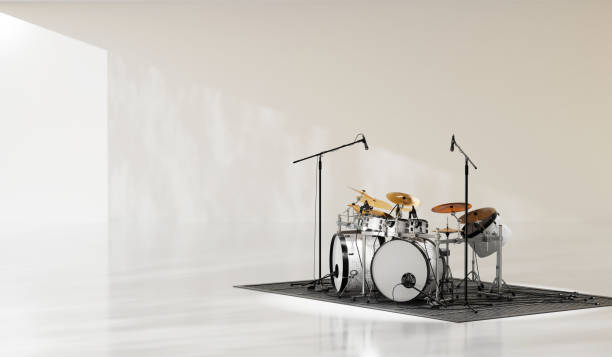 istock Drum kit with drums and cymbals. Isolated on white background Professional Rock Black Drum Kit on a white background 3d Rendering 2171506773