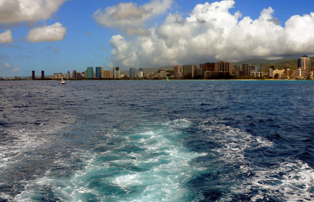 Sea view angle of Waikiki Beach Honolulu Hawaii