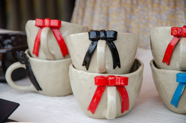 Full Frame Shot Of Ceramics Containers