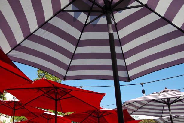 istock Red and striped umbrellas 2171520171