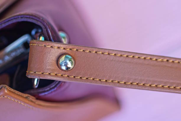 istock one brown leather harness with grey metal plug and ring on bag 2171520247