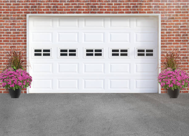 Garage doors of luxury home.