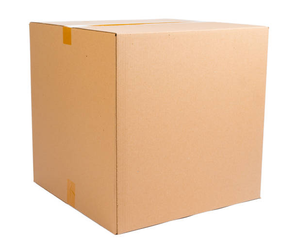 istock Single carton moving box isolated on white background 2171524595