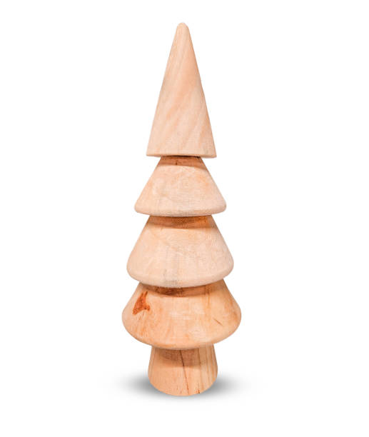istock Wooden Christmas tree isolated on white background 2171527359