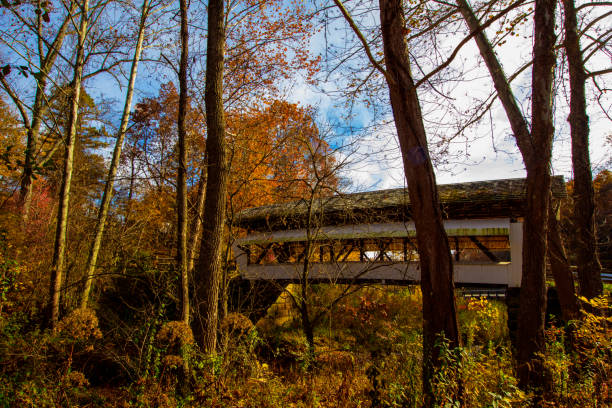 Mink Hollow Covered Bridge in Autumn, Arney Run Park, Lancaster, Ohio