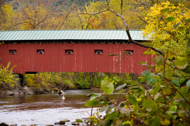Fly fishing on the Batten Kill  River, Arlington, Vermont, USA