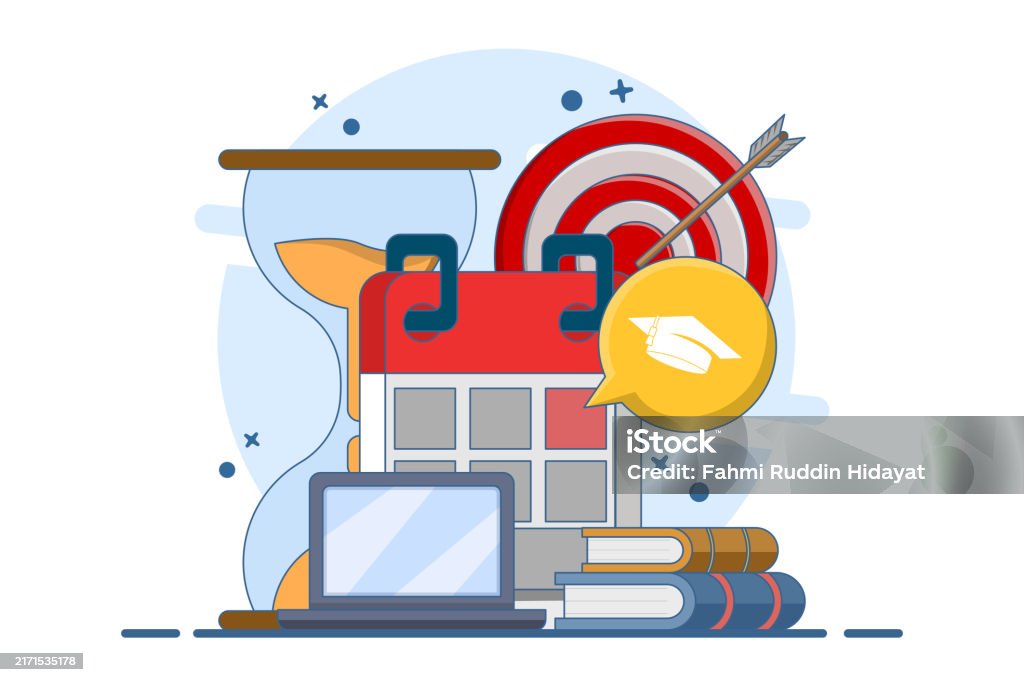 Concept of learning program, study plan, class schedule. course plan schedule. organize personal study plan at university. Vector illustration in flat design for web banner. 4-5 Years stock vector Concept of learning program, study plan, class schedule. course plan schedule. organize personal study plan at university. Vector illustration in flat design for web banner. 4-5 Years stock vector