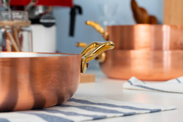 istock Close up of modern kitchen interior with copper cookware 2171537710