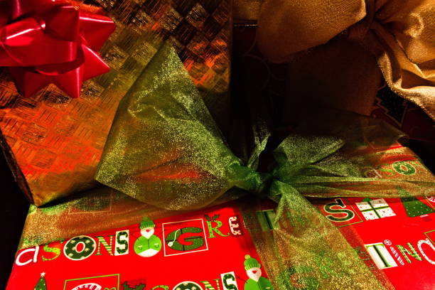 istock Three Christmas Gifts Stacked Together 2171608067