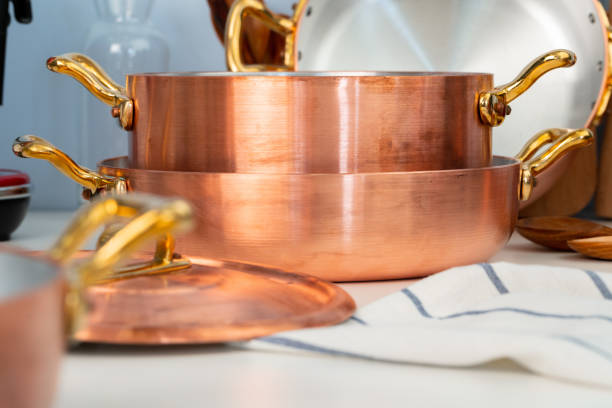 istock Clean cookware, utensils close up on table in modern kitchen 2171608432
