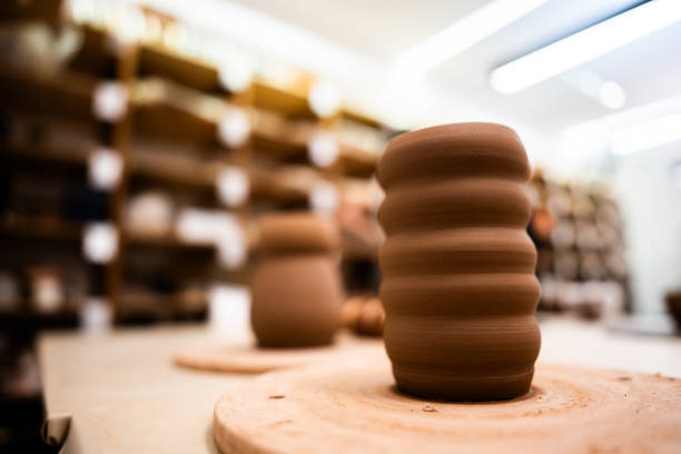 Close-up of a ceramic sculpture at the workshop