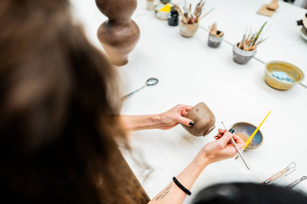 istock Woman making a craft product at ceramics workshop 2171608590