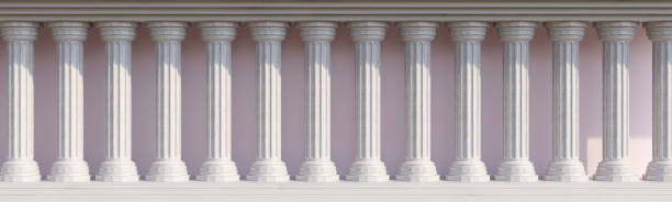 istock Classical building facade with stone columns in a row, marble pillars colonnade, Ancient Greek architecture. 2171609438