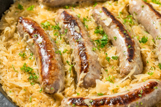 istock Homemade German Bratwurst with Sauerkraut 2171609643