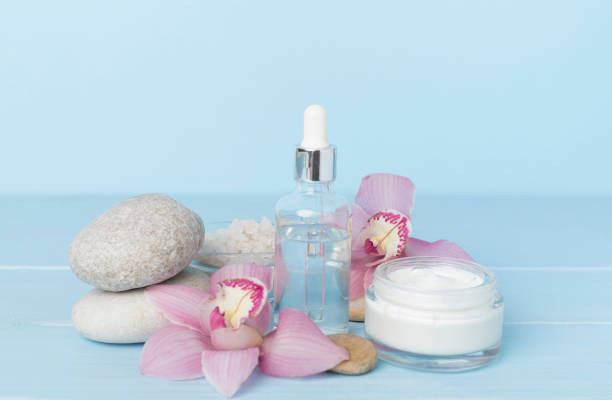 istock Composition with orchids, spa products on wooden table 2171611089