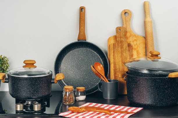 istock Set of cookware utensils on a kitchen counter 2171612540