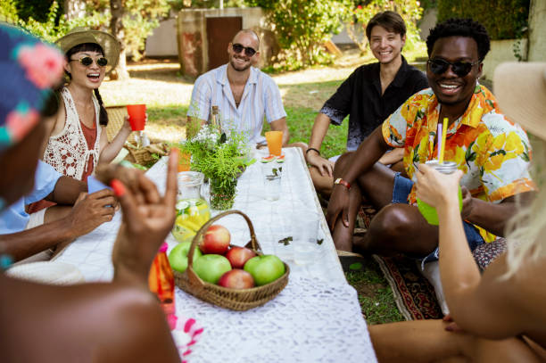 istock Happy diverse young people on Summer picnic 2171616087