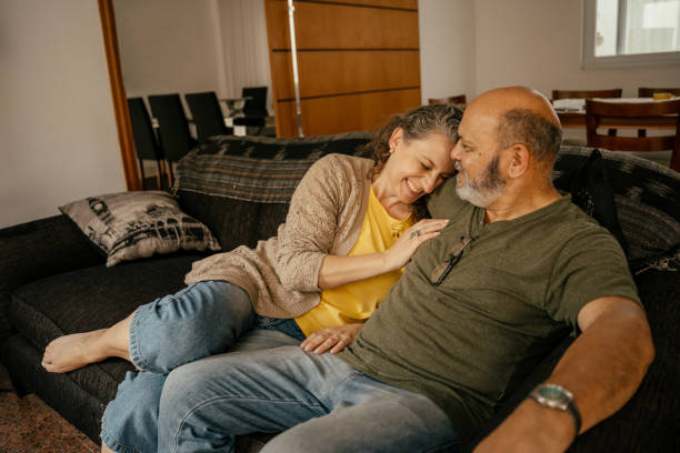 istock Mature couple together at home 2171618436