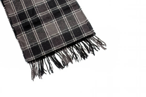istock Winter knitted plaid scarf on white background. 2171618966