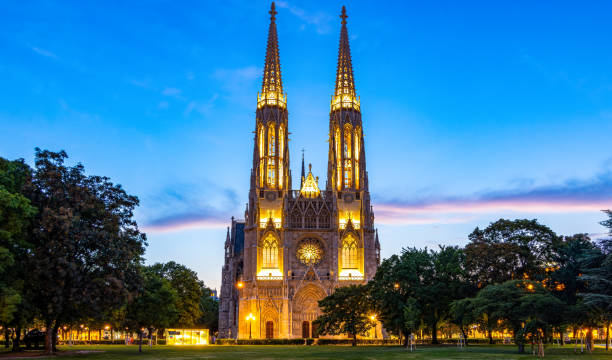 istock Votivkirche Neo-Gothic Catholic Church at evening 2171619570