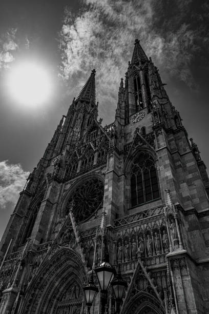 istock Votivkirche Neo-Gothic Catholic Church in Black and White 2171619571