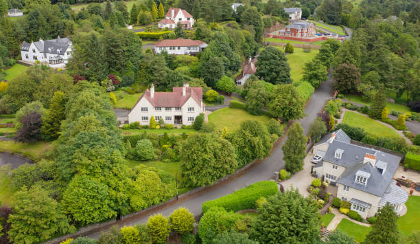 istock Luxury houses viewed from above in Kilmacolm 2171622337