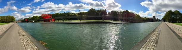 Panoramic view of Canal de l’Ourcq in Paris
