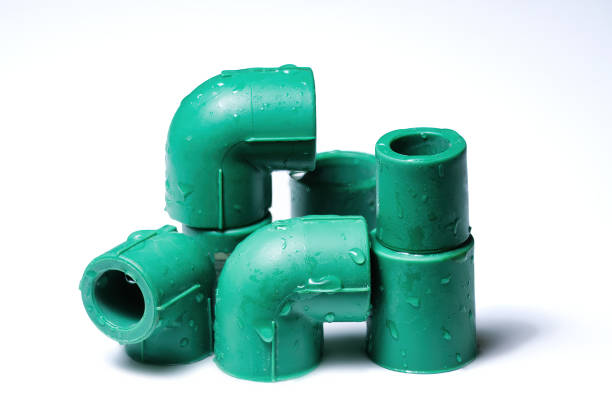 Thermo fusion pipe fittings isolated on white background