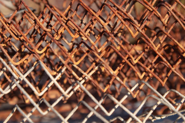 An abstract background of a rusty metal cage