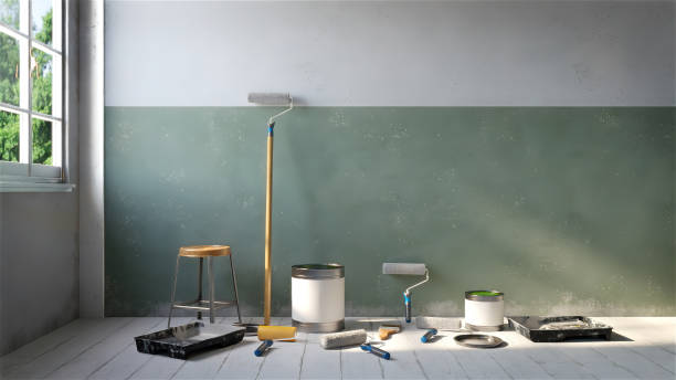 construction renovation Painting Unfinished room interior. 3D render.