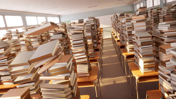 istock books stacking animation of education school classes room. learning back to school idea concept. 3D render. 2171633938