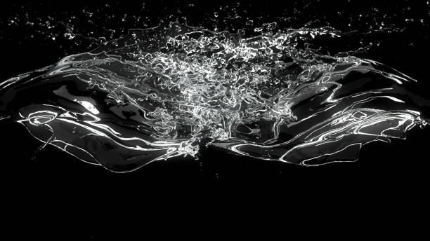 istock Closeup Pouring Water Liquid splash isolated on Black color background. 3D Render. 2171633976