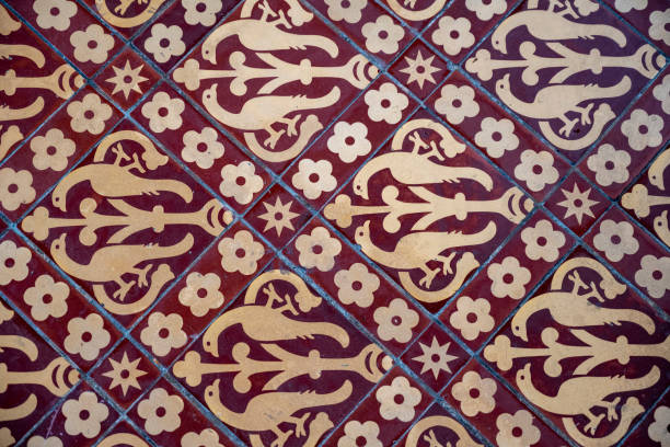 Intricate persian tile mosaic featuring vibrant colors and floral patterns, reflecting traditional iranian art and design on a wall in tehran, capturing cultural heritage and elegance