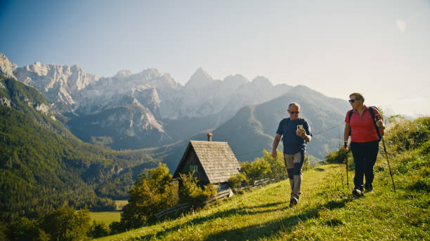 istock Active Senior Couple on Mountain Hike Using Smartphone 2171640349