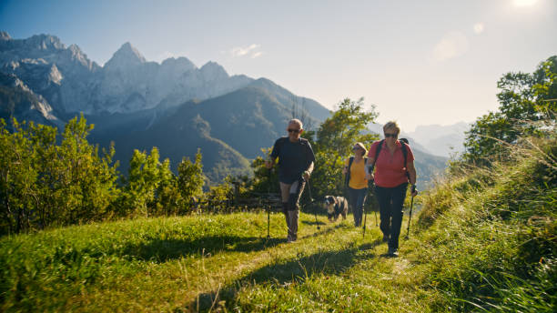 istock Diverse Hikers Trekking Scenic Mountain Trail 2171640384