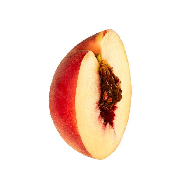 istock Peach slice isolated on white background with clipping path, full depth of field 2171643286