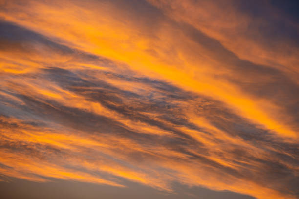 Skyline scenery Sunset in the evening sky with colorful clouds and beautiful cloud patterns In the soft light evening at the sea