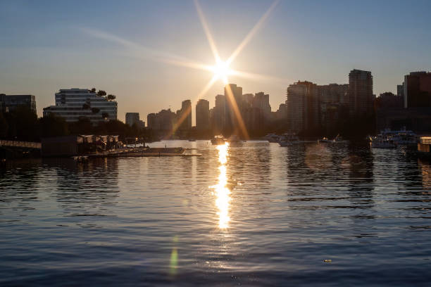 Boats by the harbour outside of downtown Vancouver.
