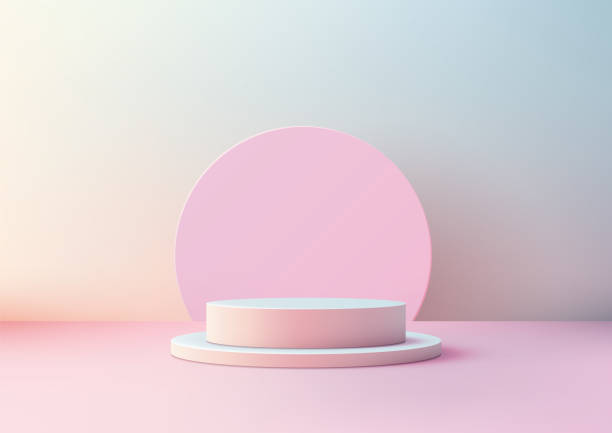 istock 3D Pastel Podium with Pink Circle Backdrop, Minimalist and Elegant Display for Product Showcases, Creative Concepts, and Modern Design in Soft Pastel 2171647715