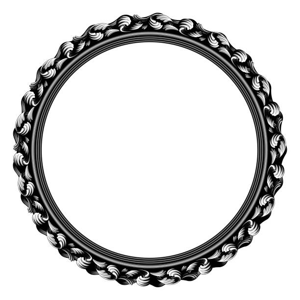 istock Black and white drawing of vintage decorative round frame in vintage engraving style isolated on white 2171647937